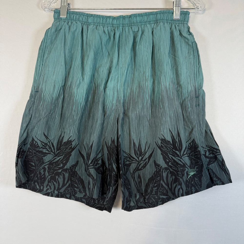 Speedo Swim Trunks Tropicalโ Print Lined Elastic Waist Swim Shorts Size L